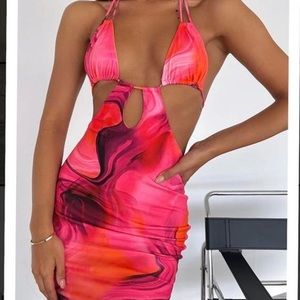 White Fox Boutique- Vacations Calling Mini Dress Rose Print Size MediumWorn Once